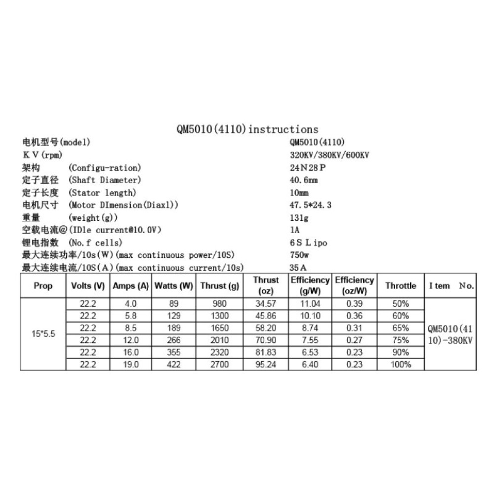 Мотор QX Motor QM5010 4110 380KV CCW для мультикоптеров (QM5010-380KV-CCW) Мотор QX Motor QM5010 4110 380KV CCW для мультикоптеров (QM5010-380KV-CCW)