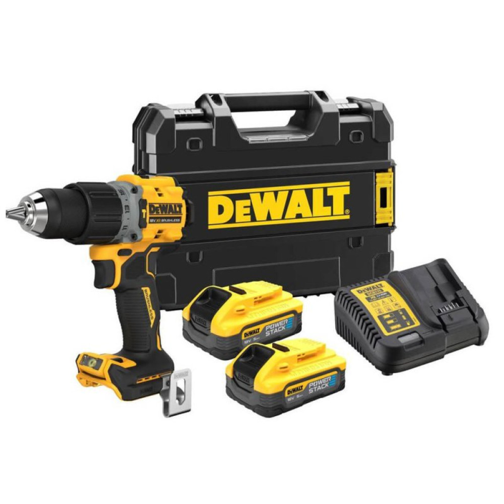 Шуруповерт DeWALT XR Li-Ion PowerStack 18 В, 2x5Ah, 90 Нм, 0-650/0-2000 об/мин, TSTAK (DCD805H2T)
