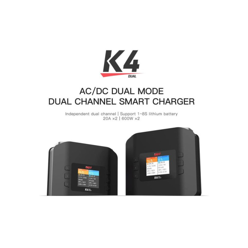 Зарядное устройство для дрона iSDT K4 AC 400W DC 600Wx2 (HP0015.K4)