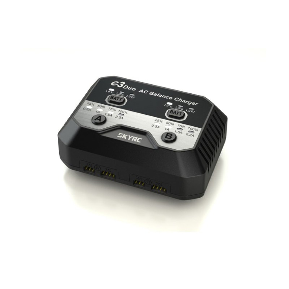 Зарядное устройство дуо SkyRC e3 duo 20Wx2 2.2A с/БП для Li-Pol/Li-Fe/Li-HV 2-3S аккумуляторов (SK-100164)