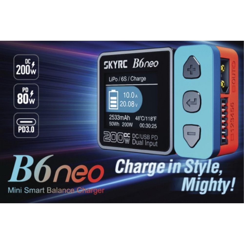Зарядное устройство универсальное SkyRC B6neo 80W/200W без блока питания (SK-100198) (SK-100198)