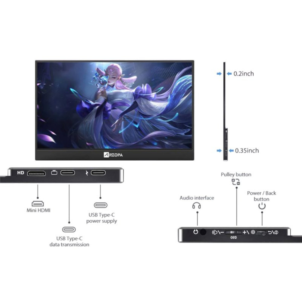 Дисплей портативный Arzopa 15.6" 1080P IPS Type-C (ARZ-A1GAMUT) Дисплей портативный Arzopa 15.6" 1080P IPS Type-C (ARZ-A1GAMUT)