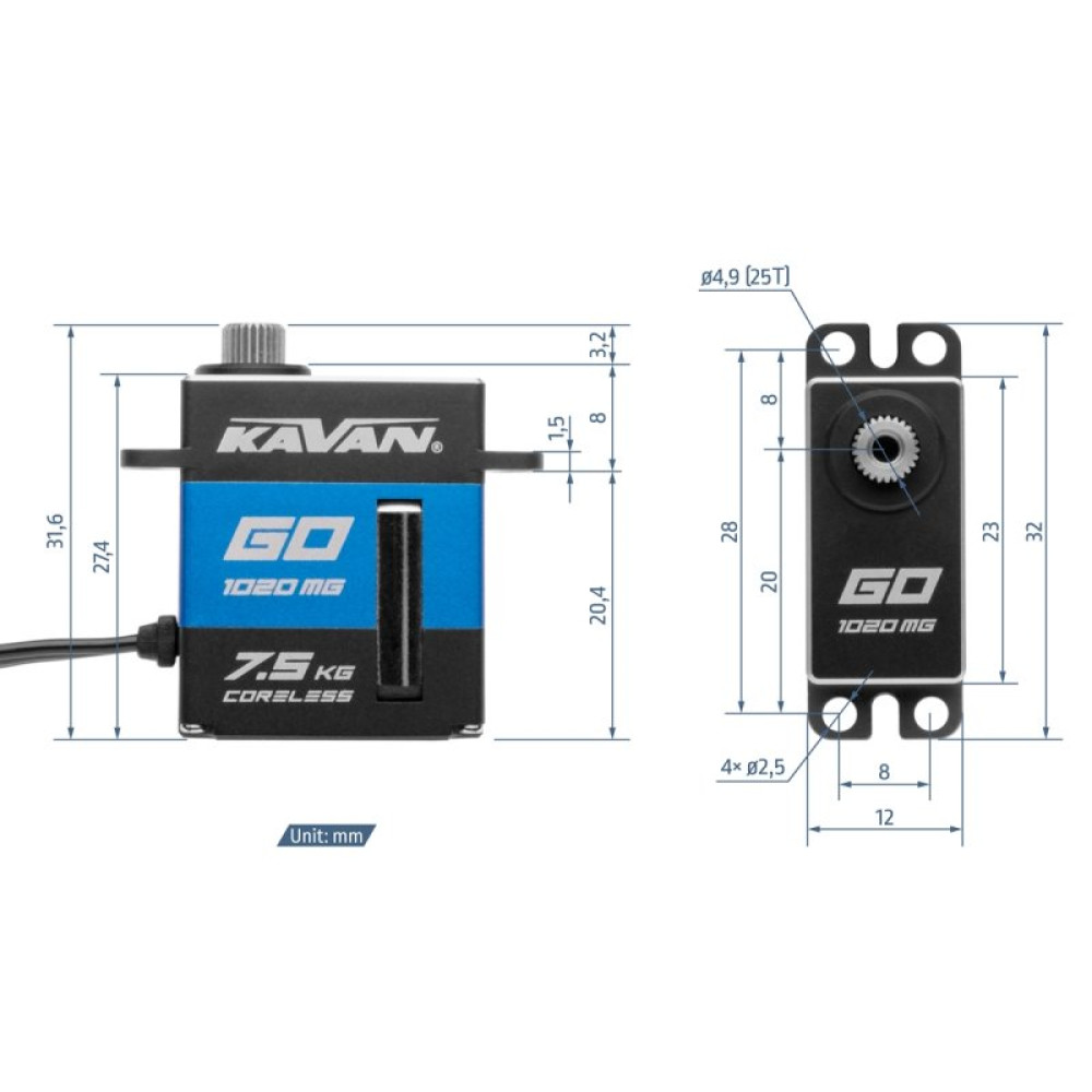 Сервопривод 20г Kavan GO-1020MG 7.5кг/0.08с/8.4В (KAV20.1020MG) Сервопривод 20г Kavan GO-1020MG 7.5кг/0.08с/8.4В (KAV20.1020MG)