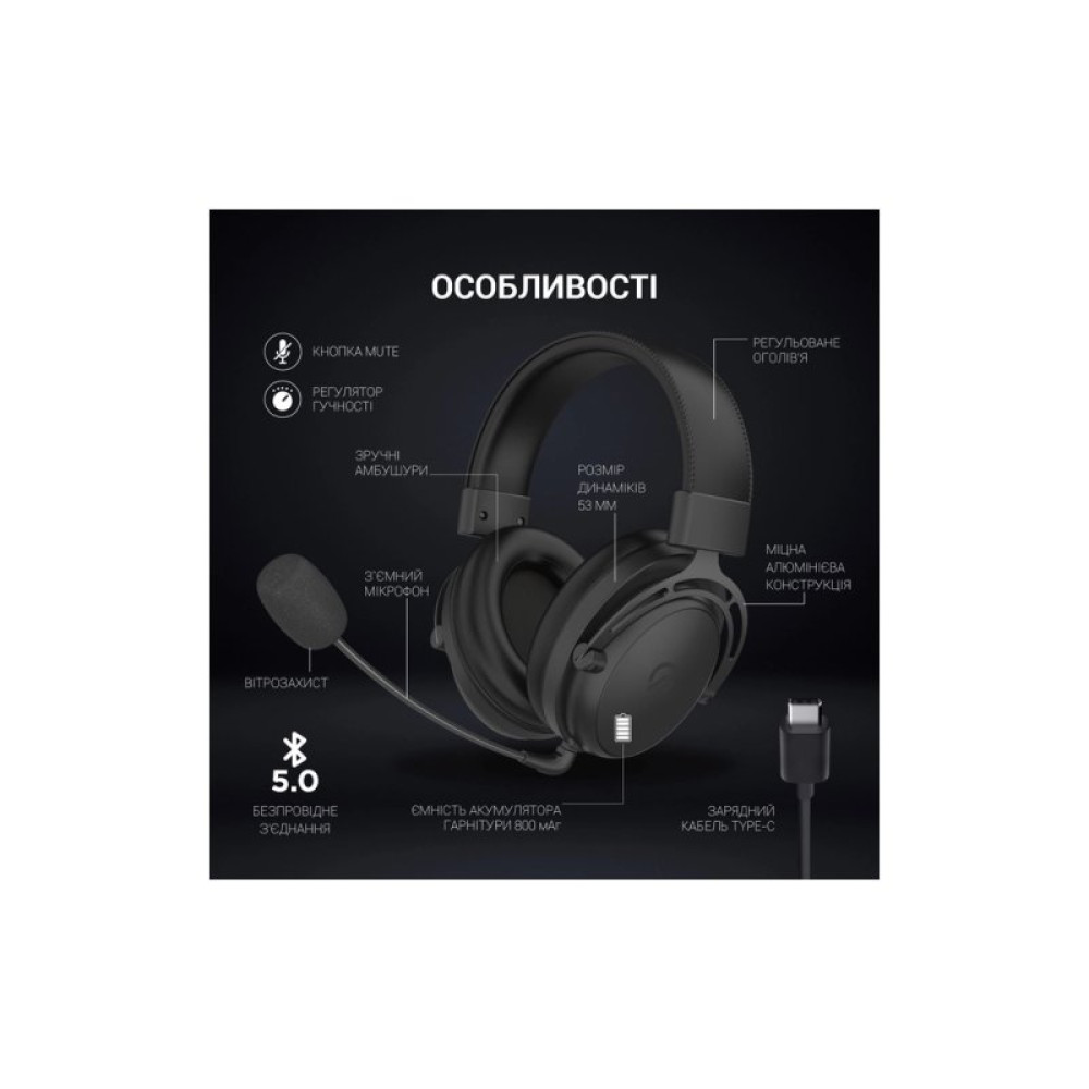 Навушники GamePro HS1260BT Black (HS1260BT)