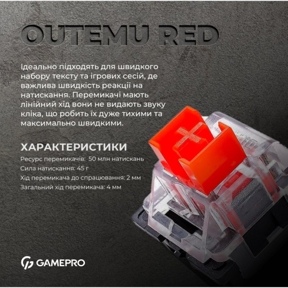 Клавіатура GamePro MK160B Hot-Swap Red Swich RGB USB UA Black (MK160B)