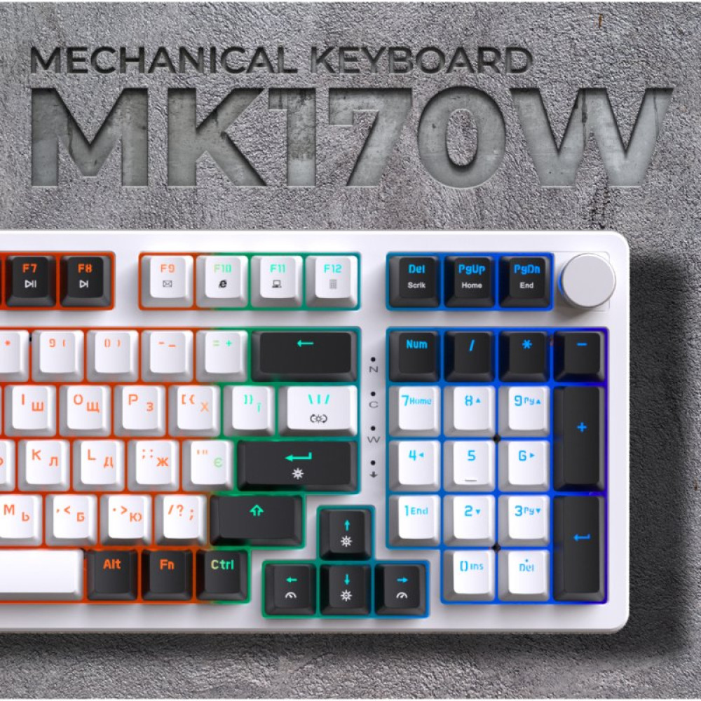 Клавиатура GamePro MK170W Hot-Swap Red Swich RGB USB UA White (MK170W)