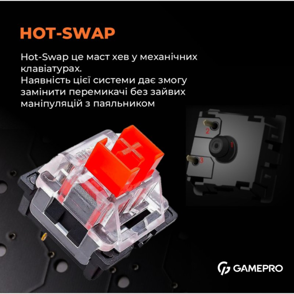 Клавиатура GamePro MK170W Hot-Swap Red Swich RGB USB UA White (MK170W)