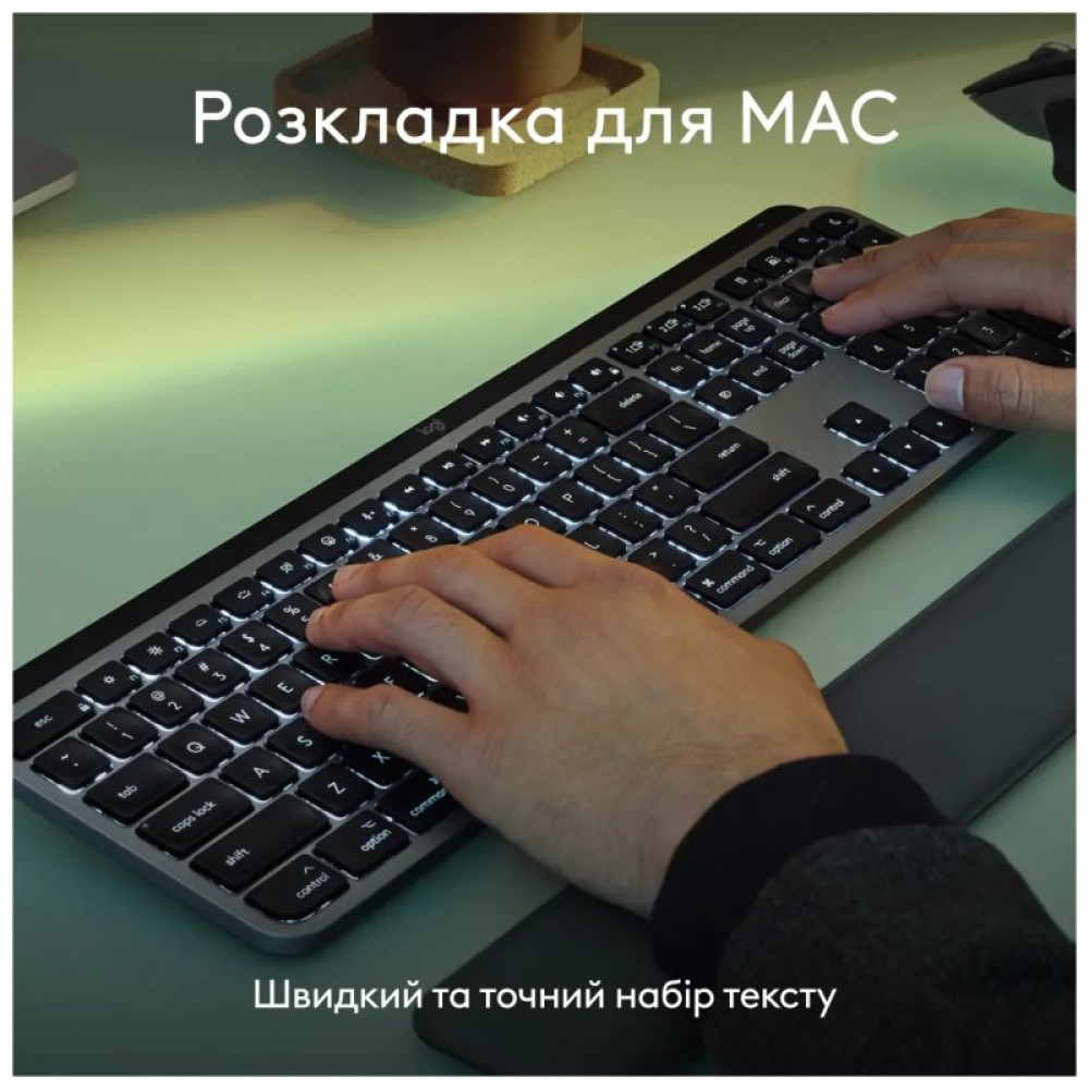 Клавиатура Logitech MX Keys S для MAC Bluetooth/Wireless UA Pale Grey (920-011638)