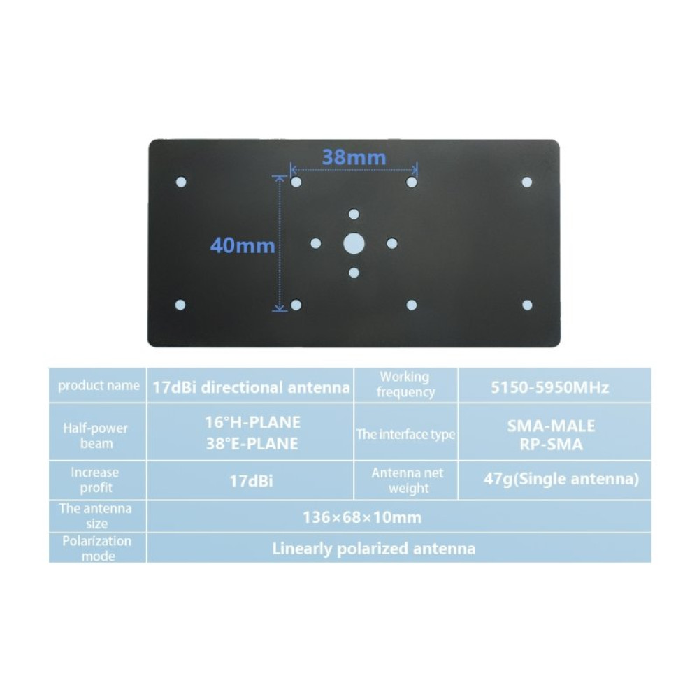 Антенна 5.5GHz Maple патч 17dB SMA (MPL-5G17DB-SMA-MNL) Антенна 5.5GHz Maple патч 17dB SMA (MPL-5G17DB-SMA-MNL)