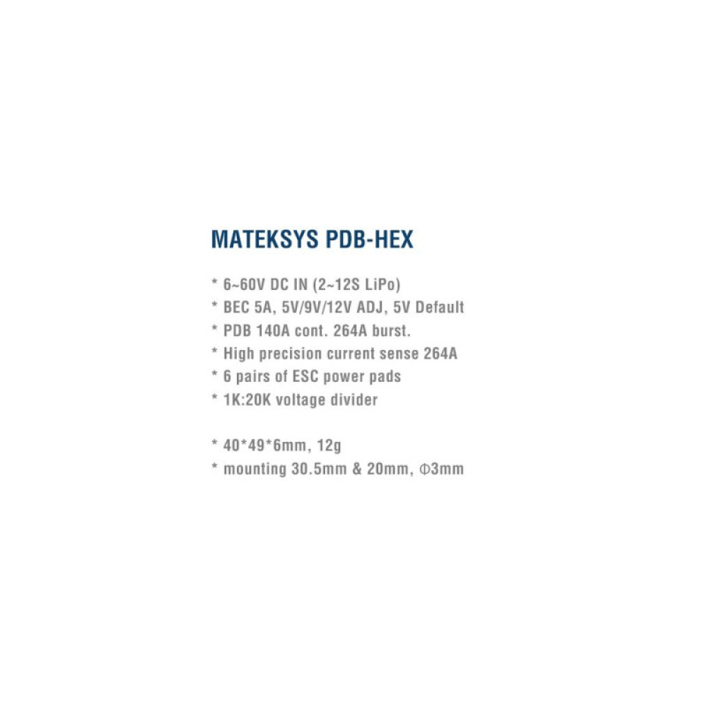 Плата распределения питания (PDB) MATEK PDB HEX (PDB-HEX)