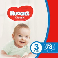 Підгузок Huggies Classic 3 (4-9 кг) Mega 78 шт (5029053544861)