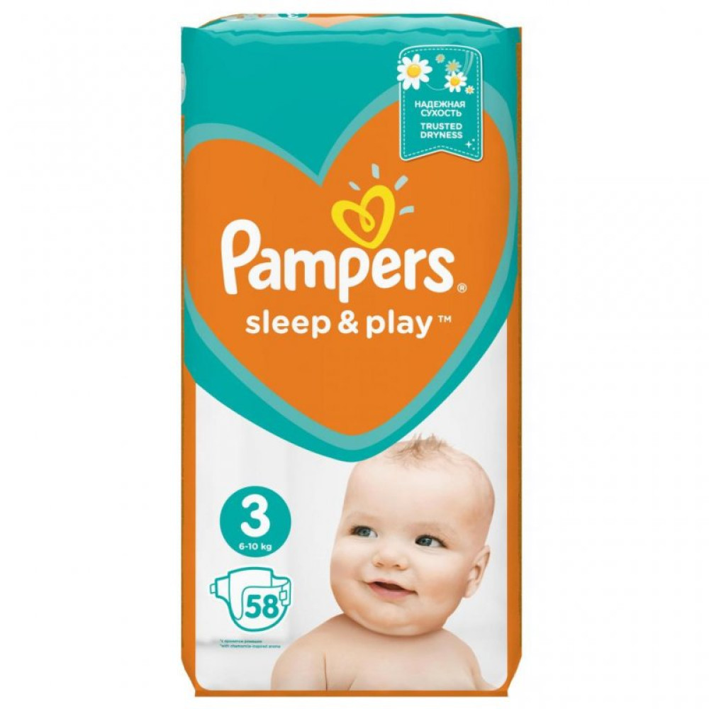 Подгузник Pampers Sleep & Play Midi Размер 3 (6-10 кг), 58 шт (4015400224211)