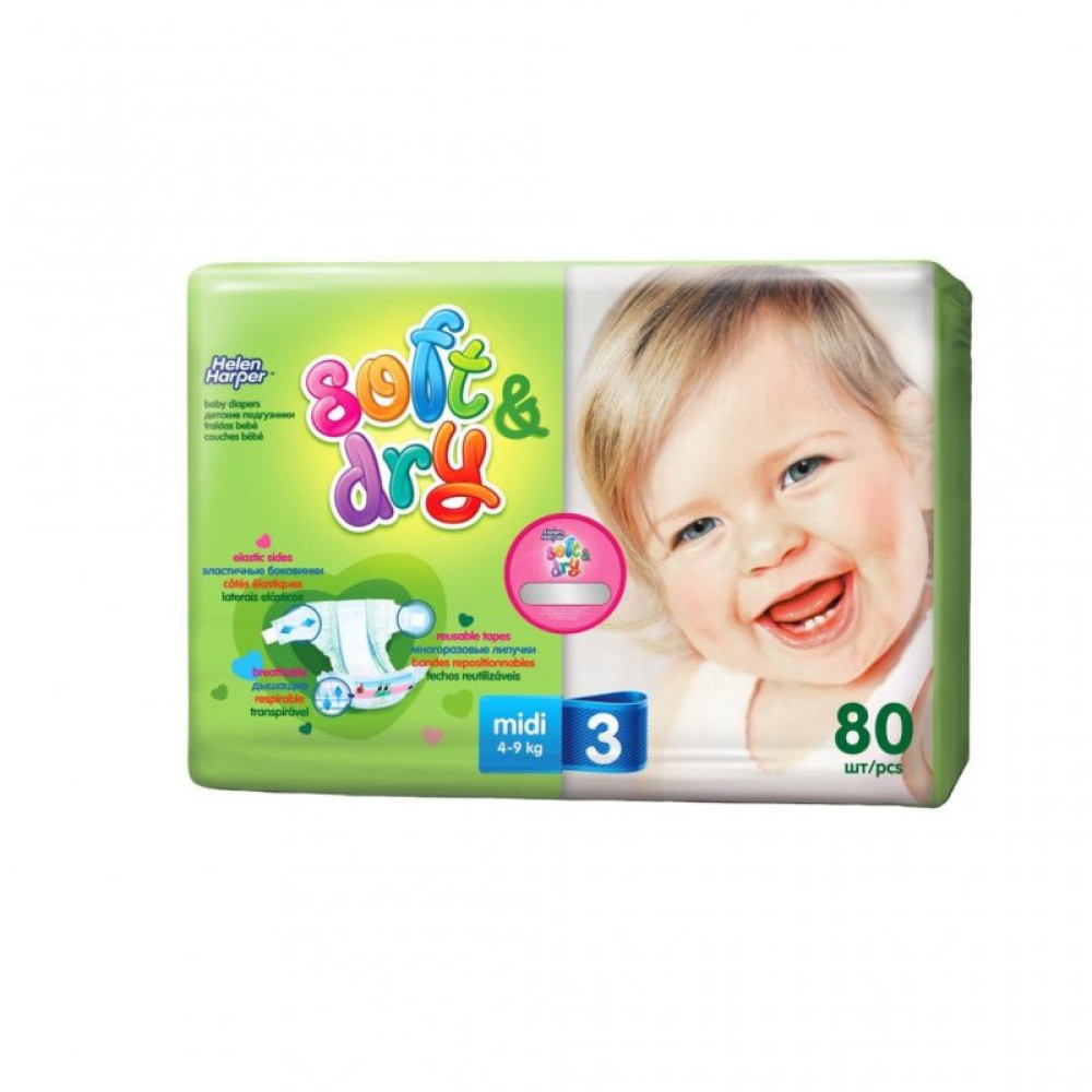 Подгузник Helen Harper Soft&Dry Midi 4-9 кг 80 шт (5411416032847)