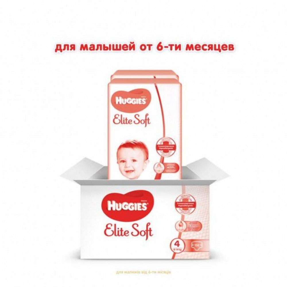 Підгузок Huggies Elite Soft 4 (8-14 кг) 132 шт (5029054566220)