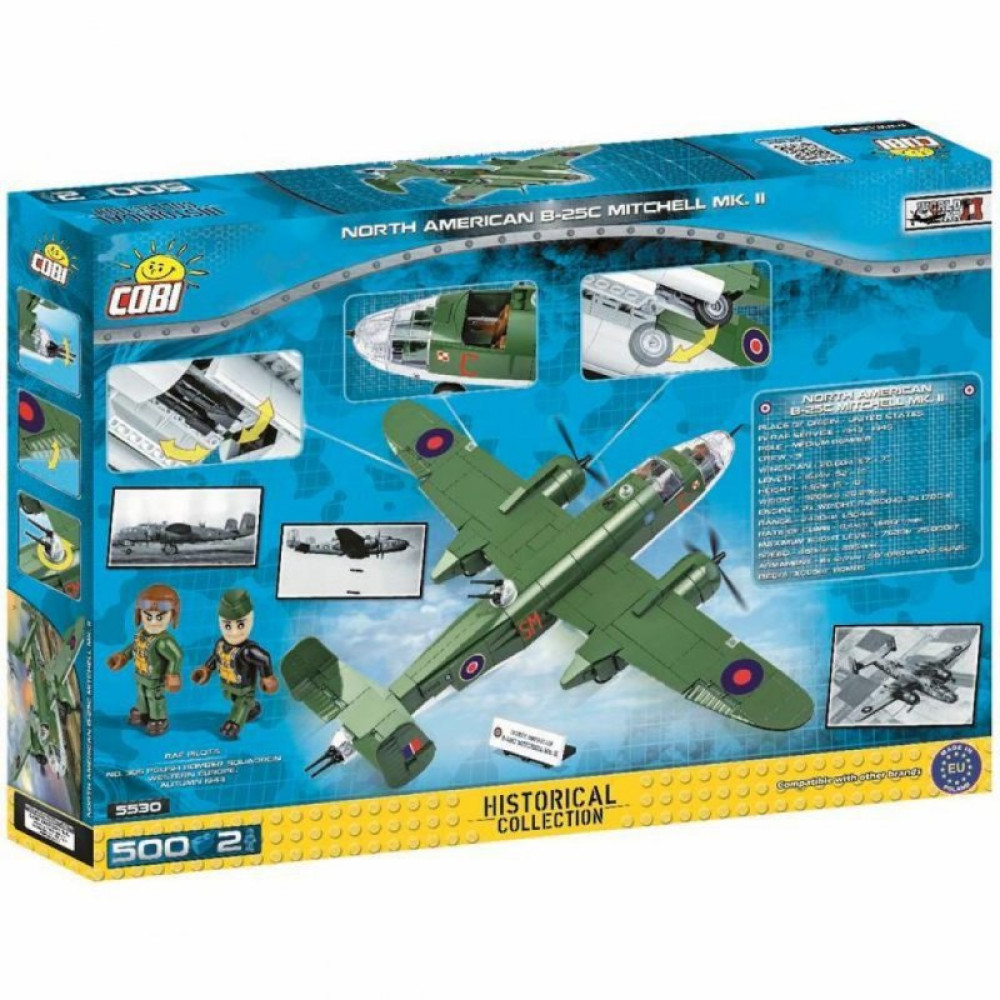 Конструктор Cobi Друга Світова Війна Літак B-25C MKII Мітчелл, 500 деталей (COBI-5530)