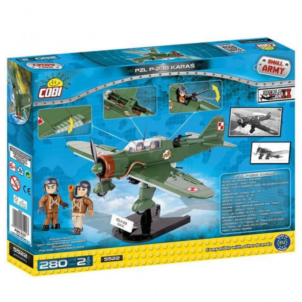 Конструктор Cobi Друга Світова Війна Літак PZL Карась P-23B, 280 деталей (COBI-5522)