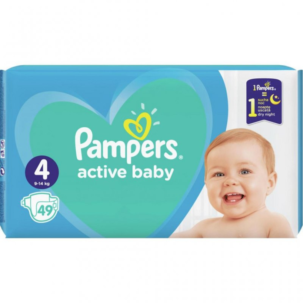 Подгузник Pampers Active Baby Maxi Размер 4 (9-14 кг), 49 шт. (8001090949851)