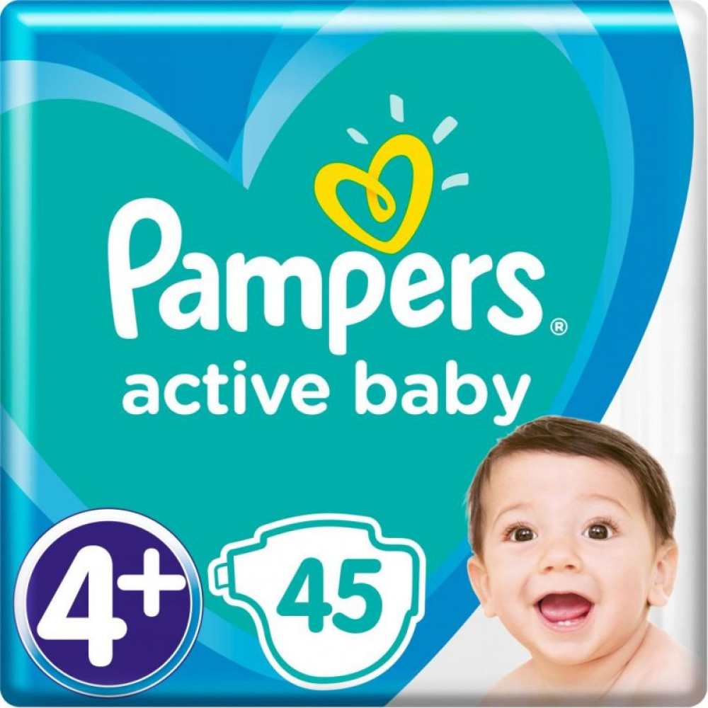 Подгузник Pampers Active Baby Maxi Plus Размер 4+ (10-15 кг), 45 шт. (8001090950017)