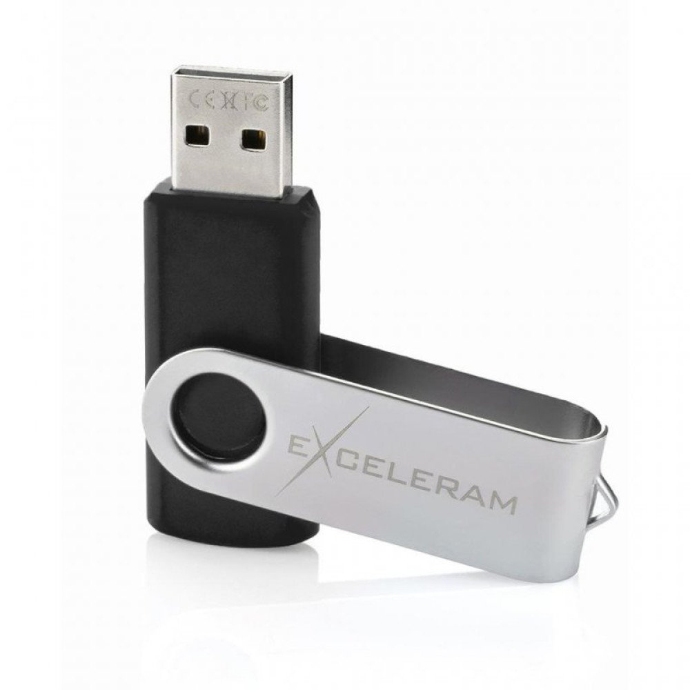USB флеш накопитель eXceleram 64GB P1 Series Silver/Black USB 2.0 (EXP1U2SIB64)