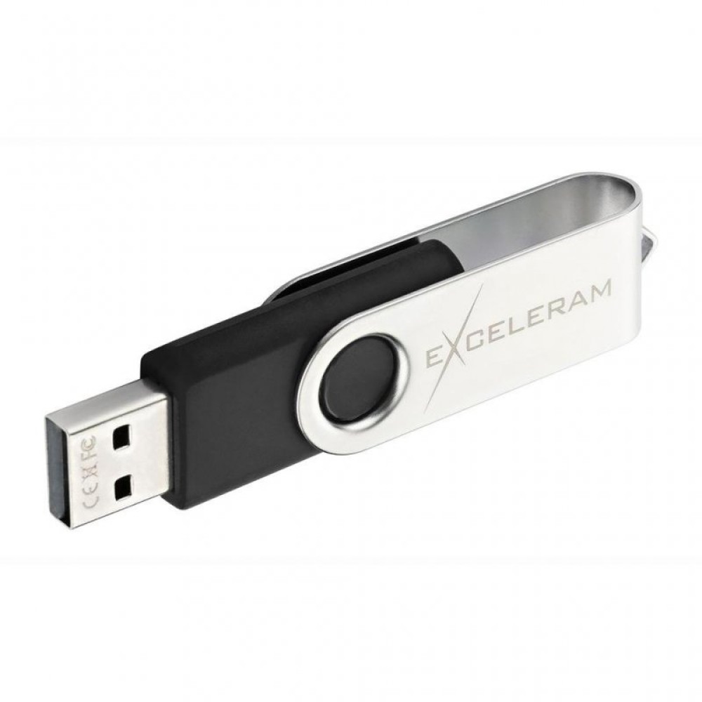USB флеш накопитель eXceleram 64GB P1 Series Silver/Black USB 2.0 (EXP1U2SIB64)