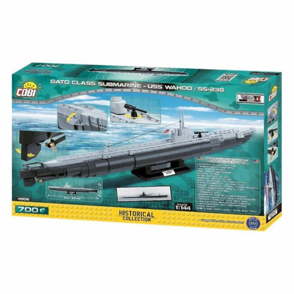 Конструктор Cobi Подводная лодка Ваху (SS-238), 700 деталей (COBI-4806)