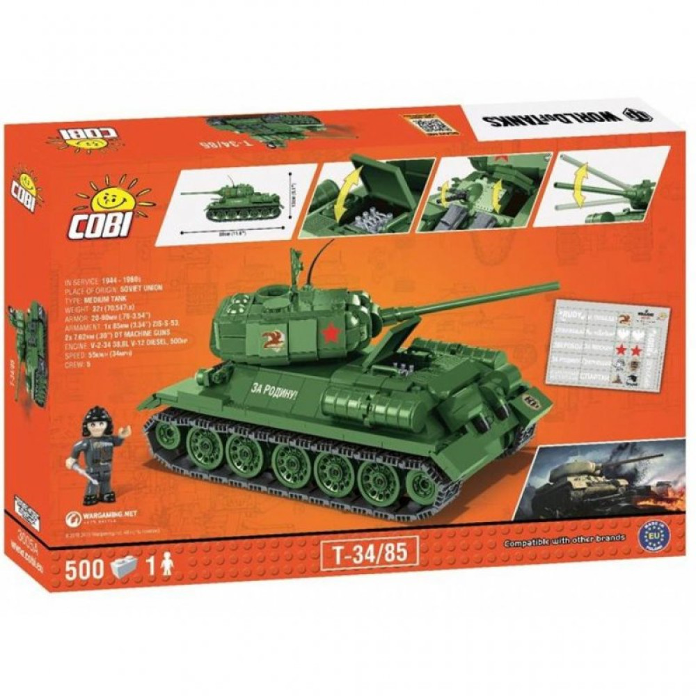 Конструктор Cobi World Of Tanks Т-34/85 500 деталей (COBI-3005A)