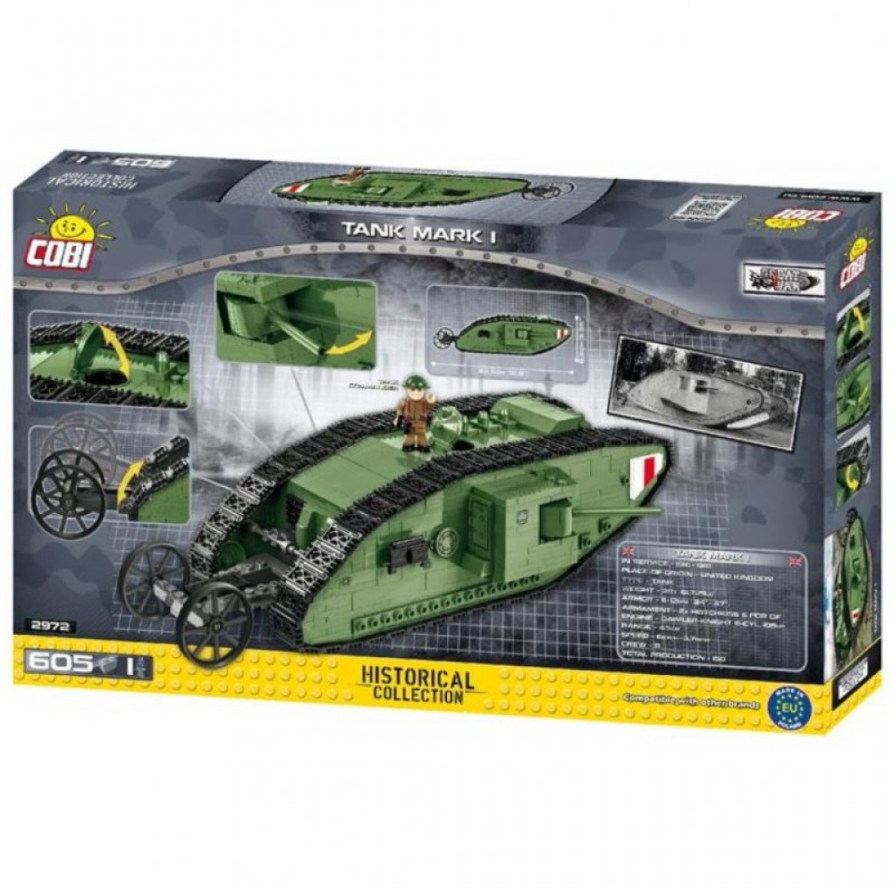 Конструктор Cobi Танк Марк 1 605 деталей (COBI-2972)