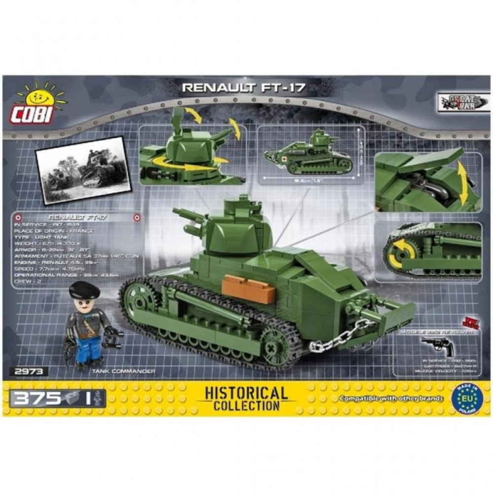 Конструктор Cobi Танк Рено ФТ-17 375 деталей (COBI-2973)