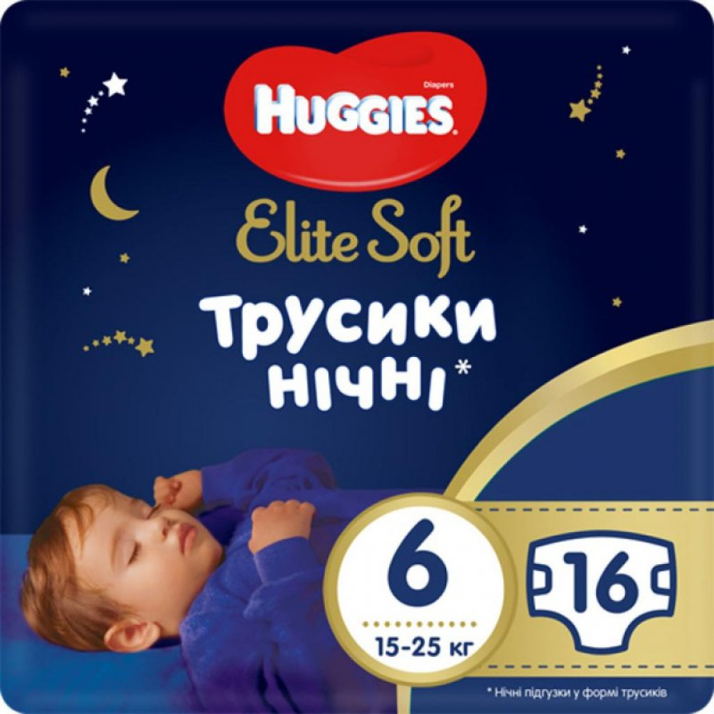Підгузник Huggies Elite Soft Overnites 6 (15-25 кг) 16 шт (5029053548180) Підгузник Huggies Elite Soft Overnites 6 (15-25 кг) 16 шт (5029053548180)