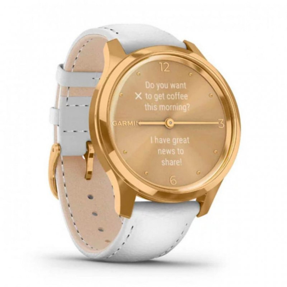 Смарт-часы Garmin Vivomove Luxe 24K Gold PVD Stainless Steel Case with White I (010-02241-08)