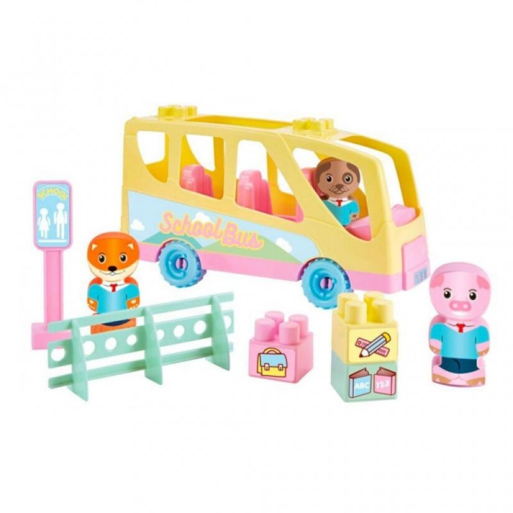 Конструктор Ecoiffier Веселые друзья. школьный автобус (003017)