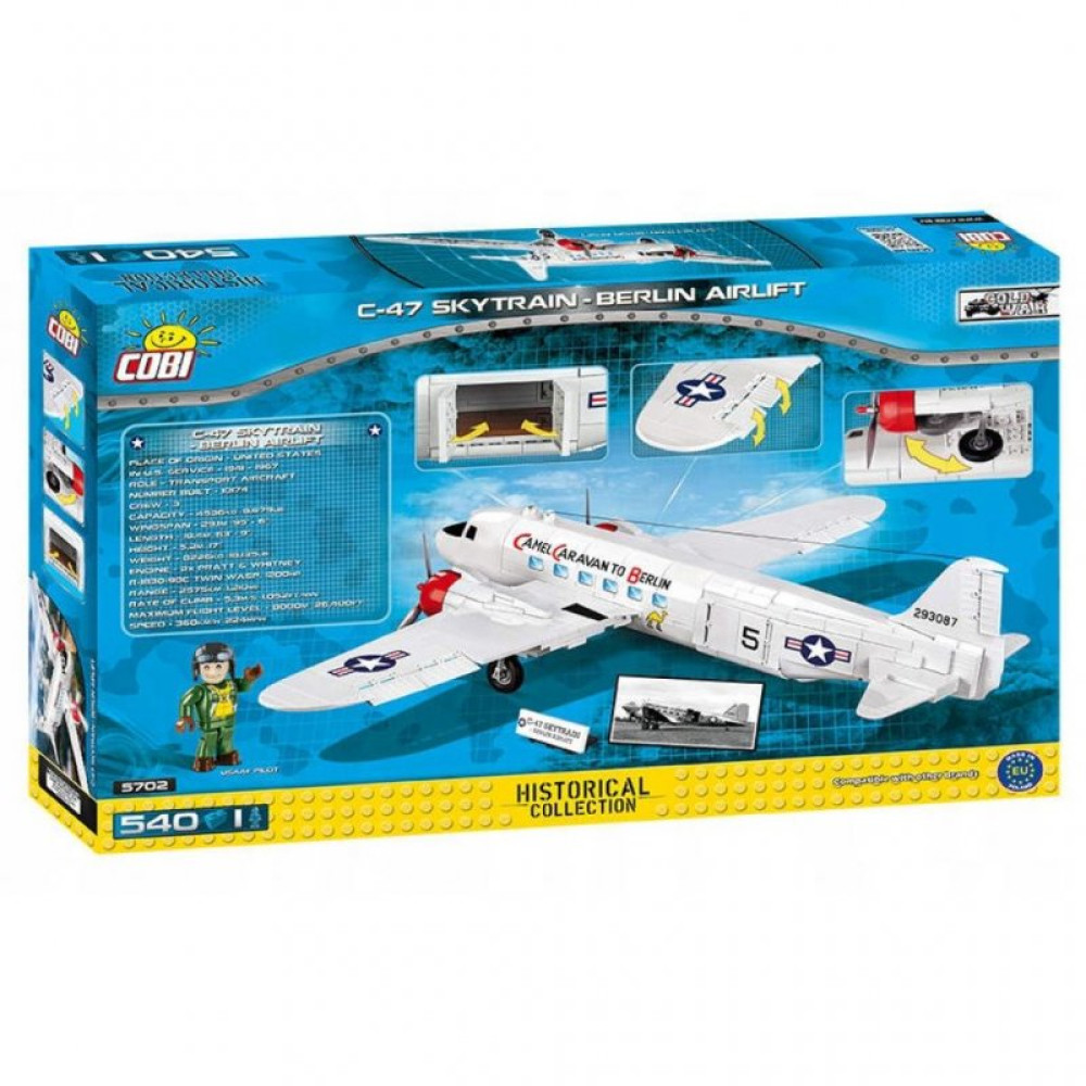 Конструктор Cobi Холодная Война Самолет C-47 Дакота Скайтрэйн 540 деталей (COBI-5702)