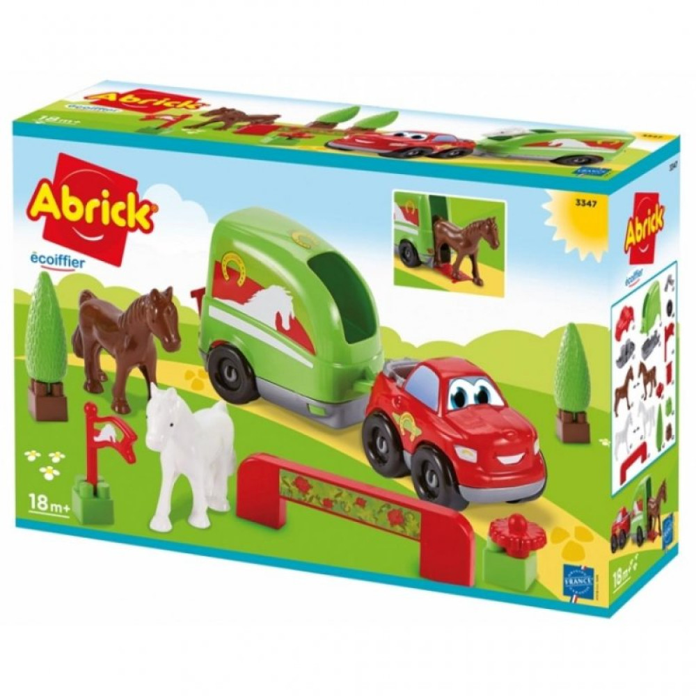 Конструктор Ecoiffier Скоростное авто. Фургон для перевозки лошадей (003347)