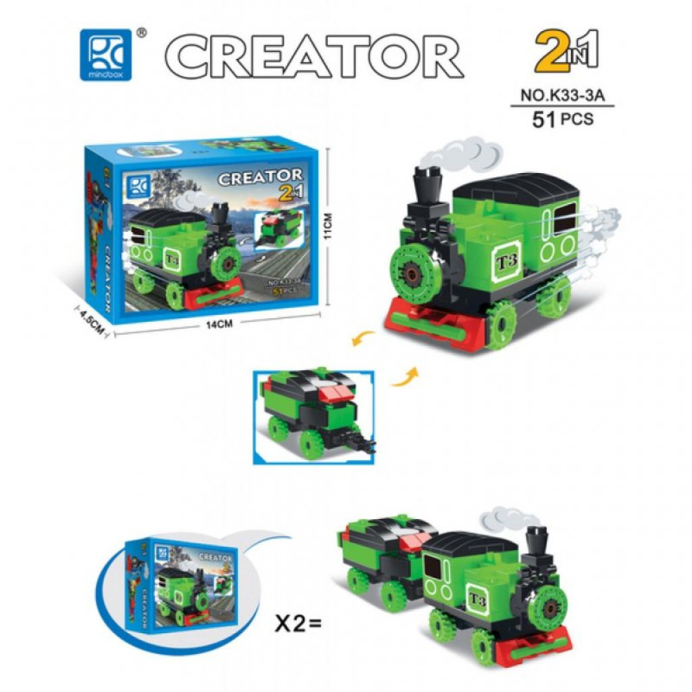Конструктор Mindbox CREATOR TRAIN 2in1 в ассорт. (K33A)
