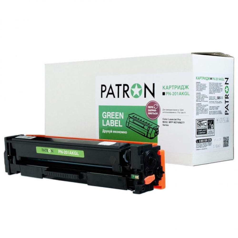 Картридж PATRON HP CLJ CF400A BLACK GREEN Label (PN-201AKGL)