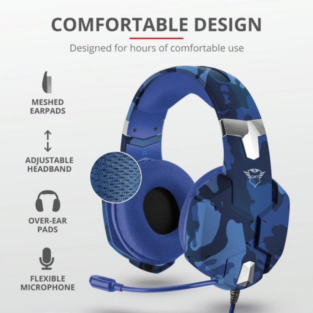 Наушники Trust GXT 322B Carus Gaming Headset for PS4 3.5mm BLUE (23249)