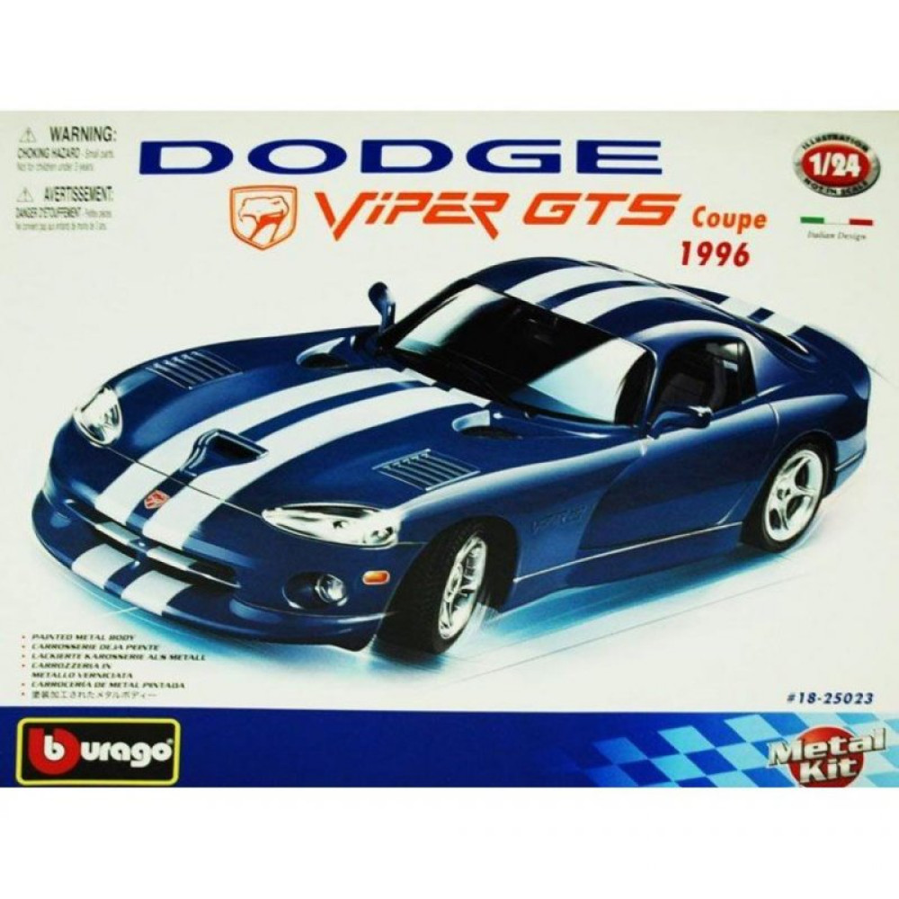 Конструктор Bburago Dodge Viper Gts Coupe (1996) (синий, 1:24) (18-25023)