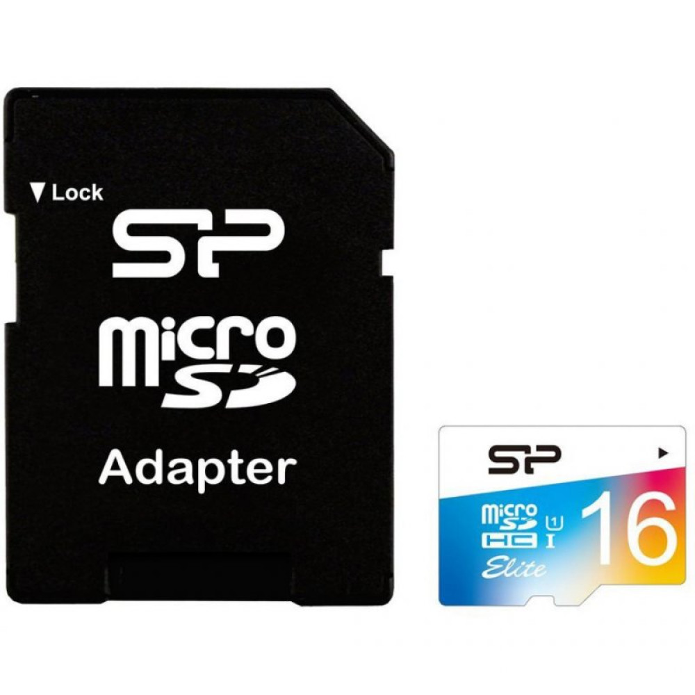 Карта памяти Silicon Power 16GB microSD class10 UHS-I Elite COLOR (SP016GBSTHBU1V20SP)