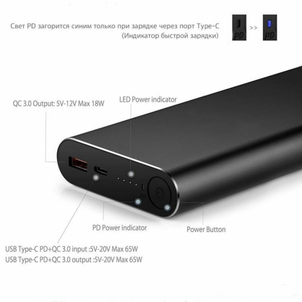 Батарея універсальна Extradigital PD-QC20000 (20000 mAh USB A & USB Type-C QC3.0 for in & out) (PBU3425)