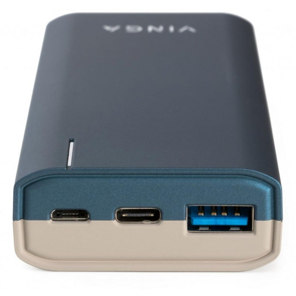 Батарея универсальная Vinga 10000 mAh soft touch blue (BTPB3810QCROBL)