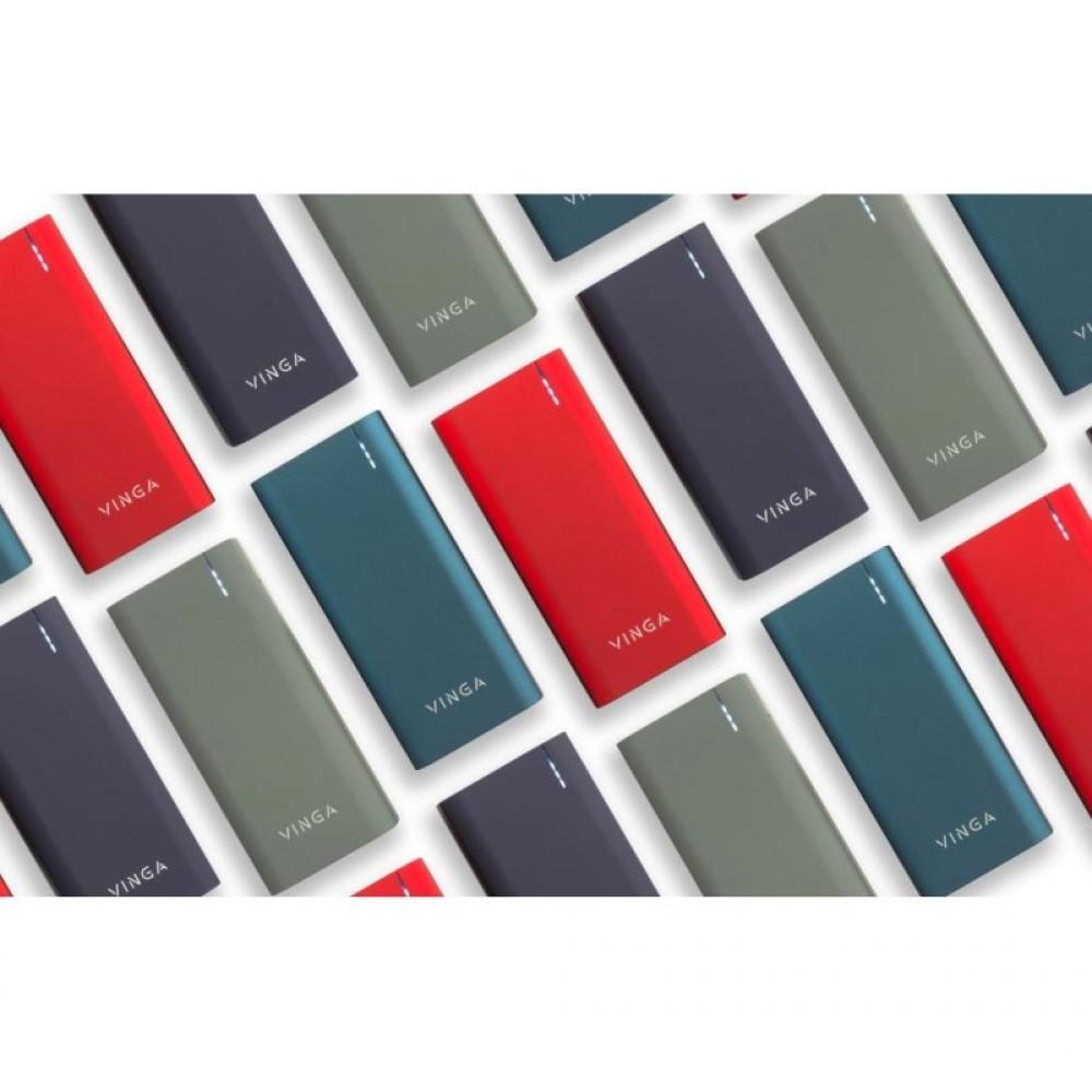 Батарея универсальная Vinga 10000 mAh soft touch blue (BTPB3810QCROBL)