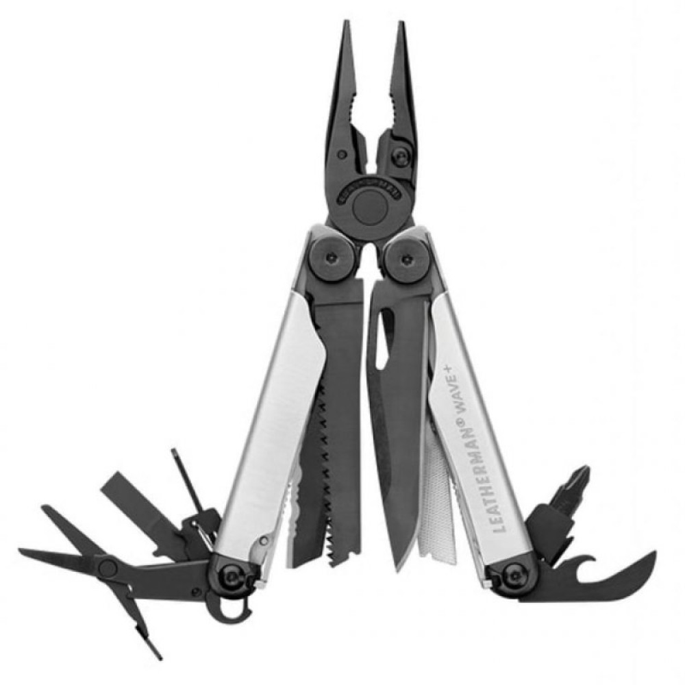 Мультитул LEATHERMAN WAVE PLUS BLACK&SILVER, синтетичний чохол, карт. коробка (832622)