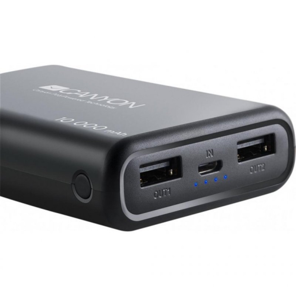 Батарея універсальна Canyon PB-104 10000mAh, Input 5V/2.1A, Output 5V/2.1A(Max), Black (CNS-CPBP10B)
