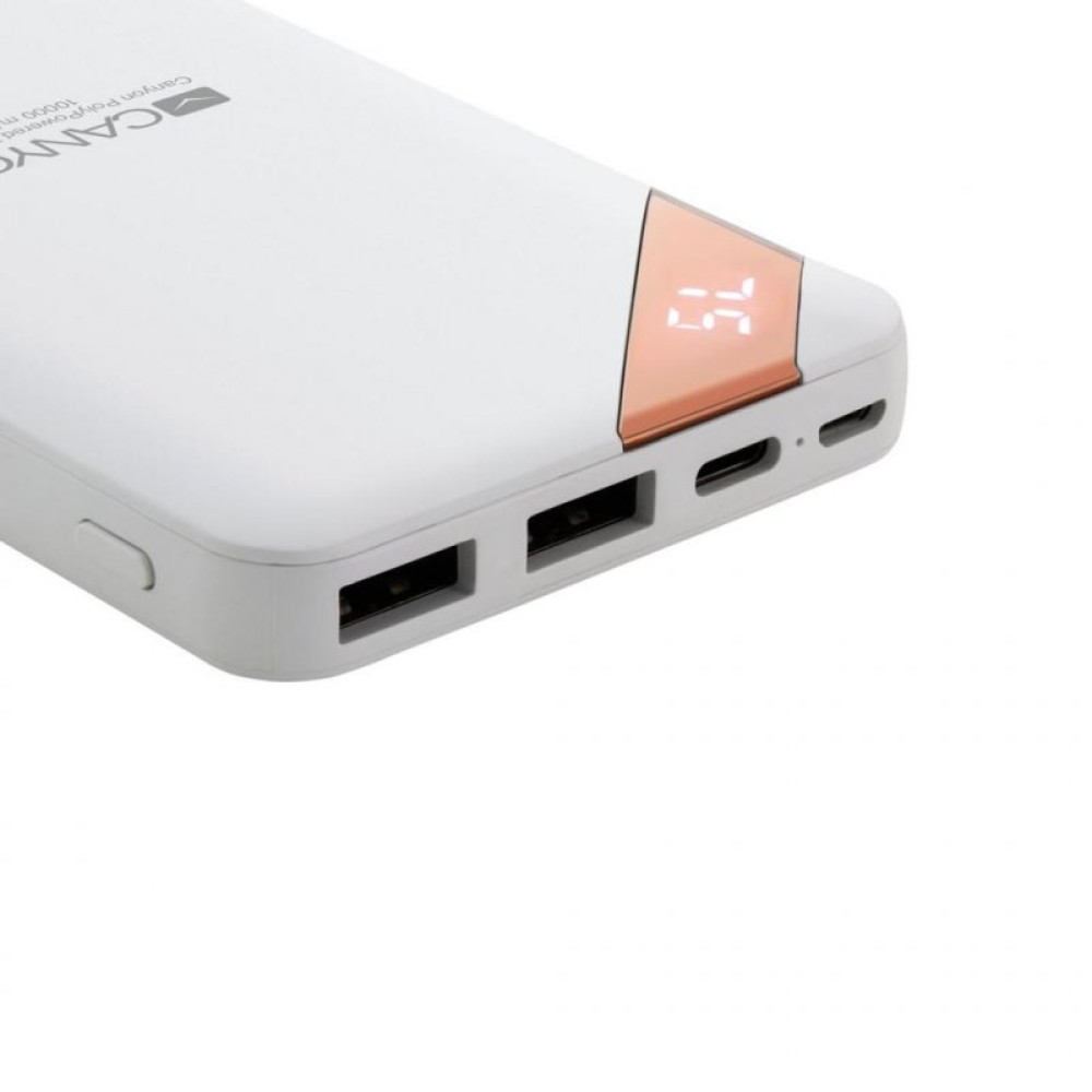 Батарея універсальна Canyon PB-102 10000mAh, Input 5V/2A, Output 5V/2.1A(Max), White (CNE-CPBP10W)