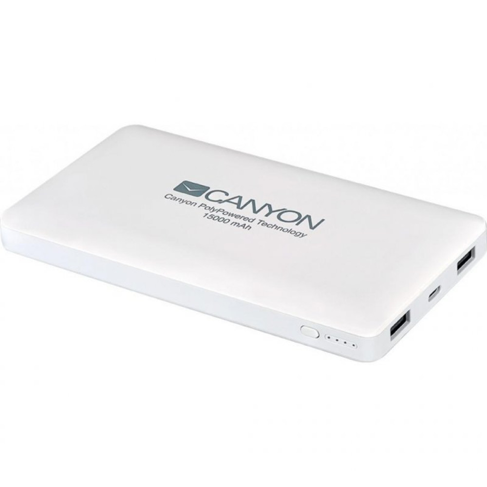 Батарея универсальная CANYON 15000mAh, Input 5V/2A, Output 5V/2A(Max), White (CNS-TPBP15W)