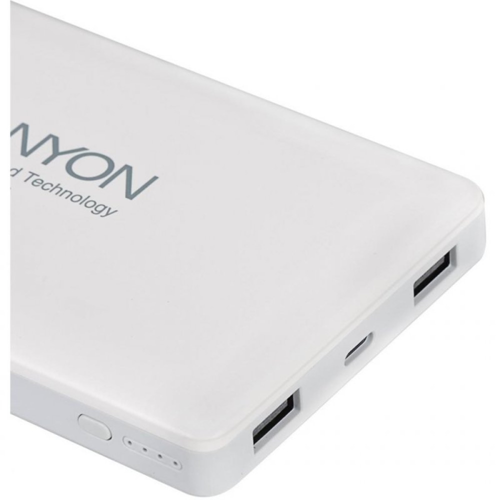 Батарея универсальная CANYON 15000mAh, Input 5V/2A, Output 5V/2A(Max), White (CNS-TPBP15W)