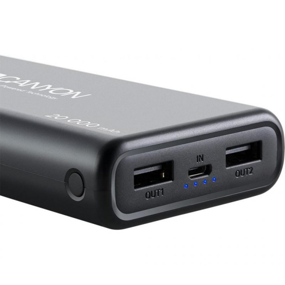Батарея универсальная CANYON 20000mAh, Input 5V/2.1A, Output 5V/2.1A(Max), Black (CNS-CPBP20B)