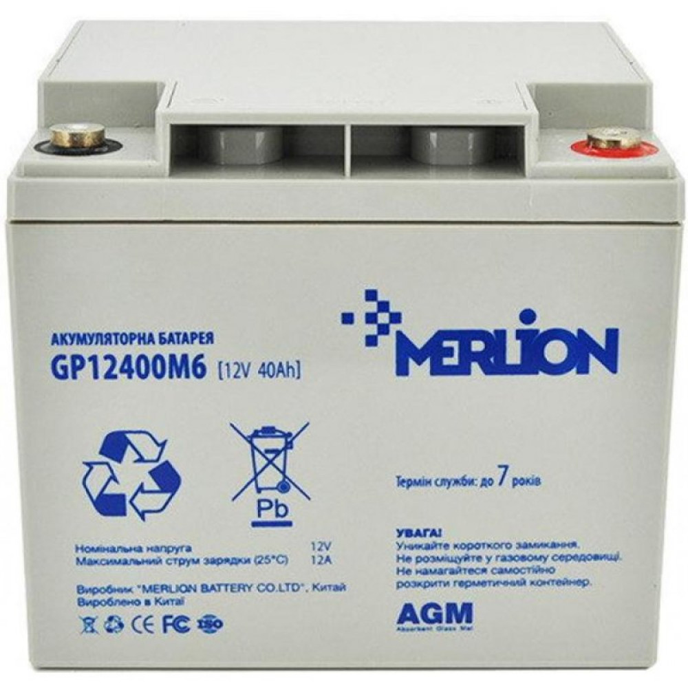 Батарея до ДБЖ Merlion 12V-40Ah (GP12400M6) Батарея до ДБЖ Merlion 12V-40Ah (GP12400M6)