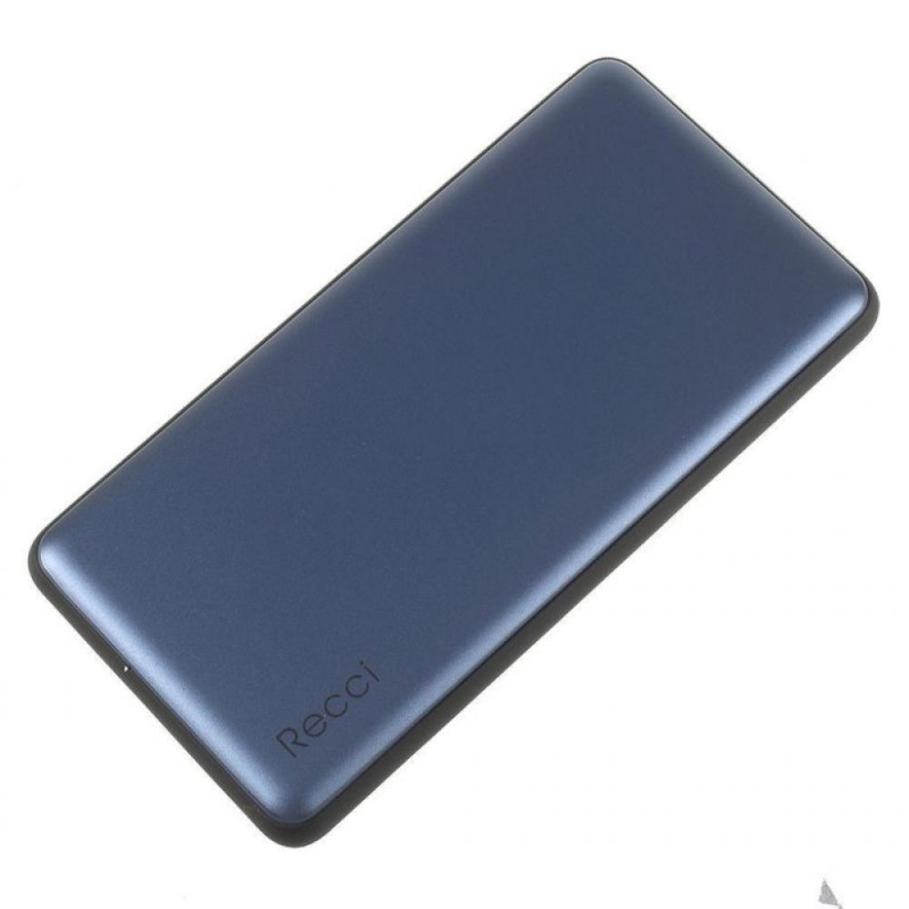 Батарея універсальна Recci Lustre 10000mAh blue с беспроводной зарядкой (378876)