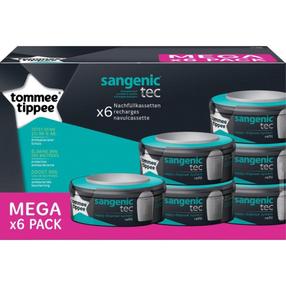 Касета для накопичувача підгузків Tommee Tippee Sangenic Tec 6 шт. (30003) Касета для накопичувача підгузків Tommee Tippee Sangenic Tec 6 шт. (30003)